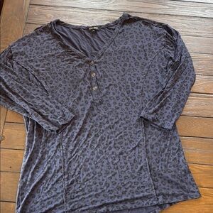 Dear John Blue Black Leopard Print Top